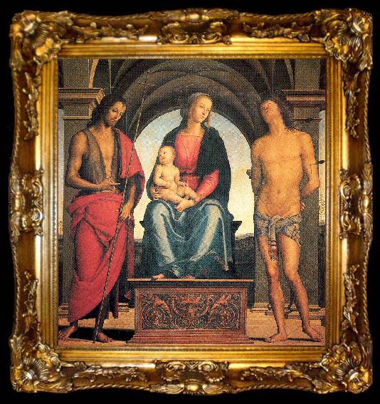 framed  PERUGINO, Pietro Madonna and Child with Saints John the Baptist and Sebastian, ta009-2